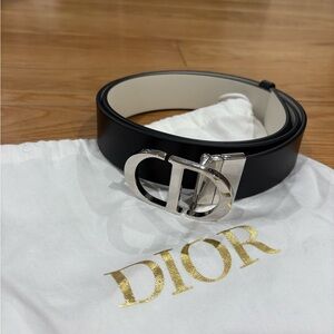 NWT Dior Reversible Black/White Leather Belt with CD Buckle